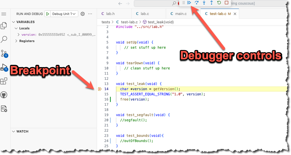 Debugger example